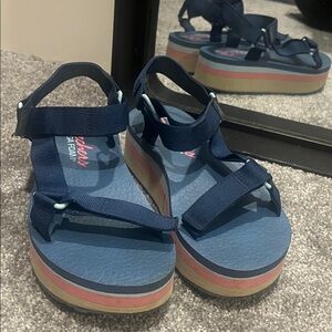 Skechers Navy Blue Platform Sandals
